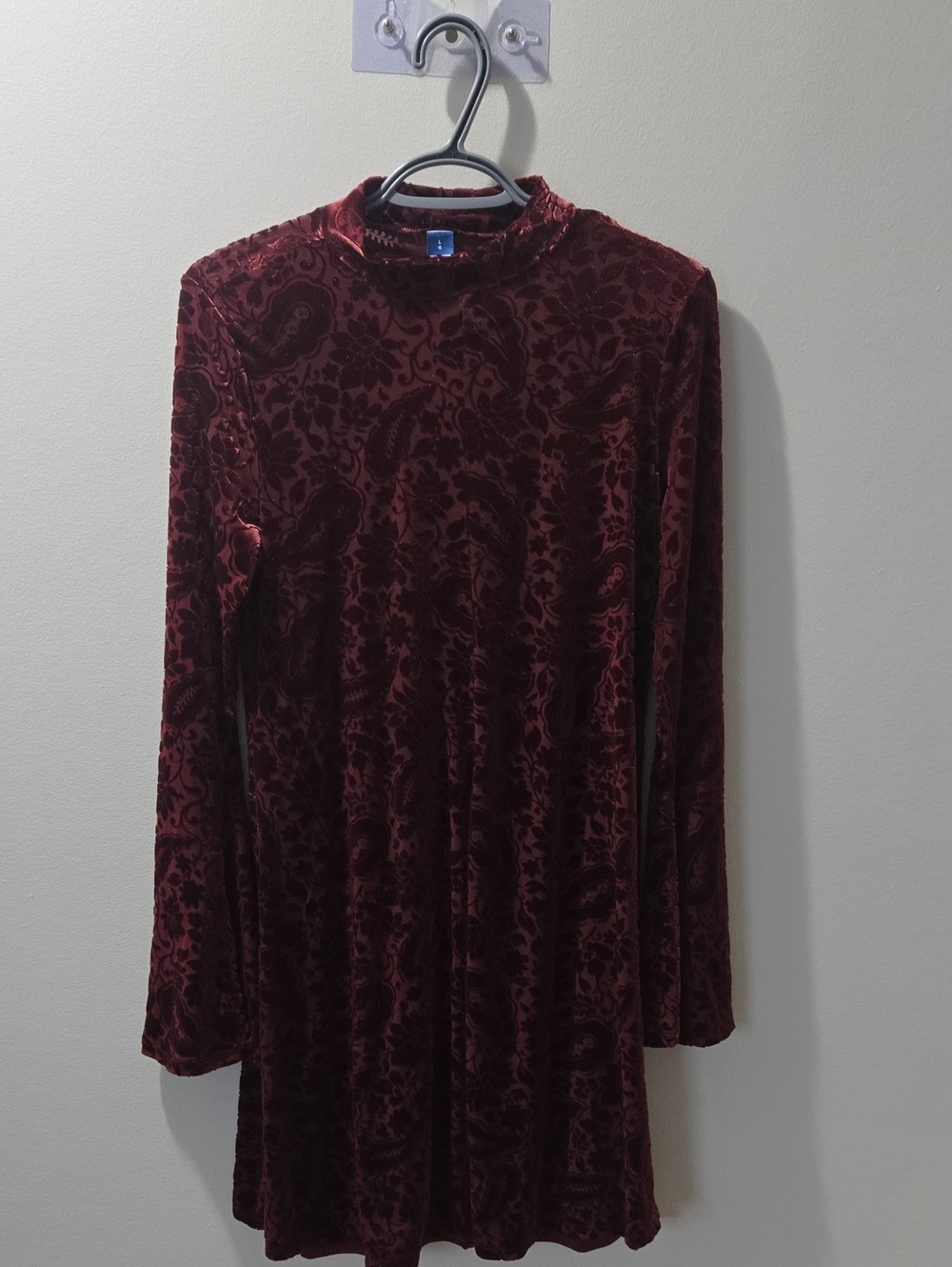 Old Navy Burgundy Velvet Bell Sleeve Dress
